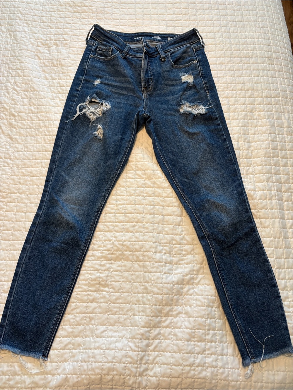 Old Navy Dark Blue Distressed Skinny Jeans
